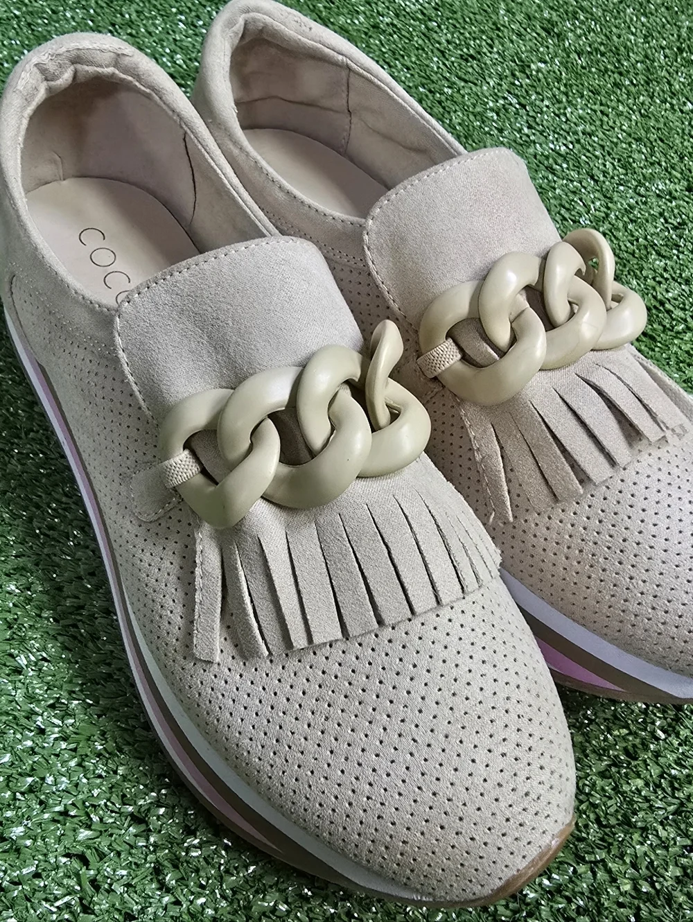 COCONUTS by Matisse Bess Light Beige EVA Platform Loafer Sneaker Hybrid Size 8